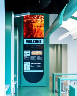 and Pizza - Bradlee Alexandria VA interior tables, arc booths, hanging light shroud