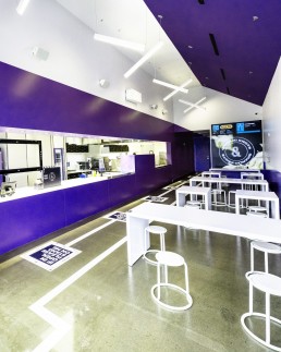 and Pizza - Kingstowne Center Alexandria VA interior frontline, sneeze guard, and solid surface tables